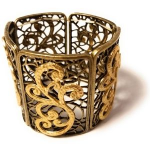 Cutaway Design Antiqued Brass Bracelet
